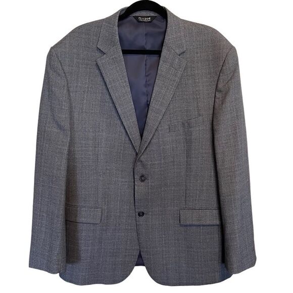 JOS A BANK- Sport Coat Men Jacket Gray Plaid Blazer 100% Wool, 48Long - Picture 1 of 14